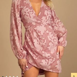 Lulus pink wrap dress NWT